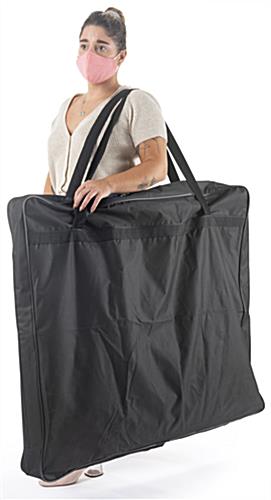 Portable counter with hygiene barrier and carrying case with a side shoulder strap
