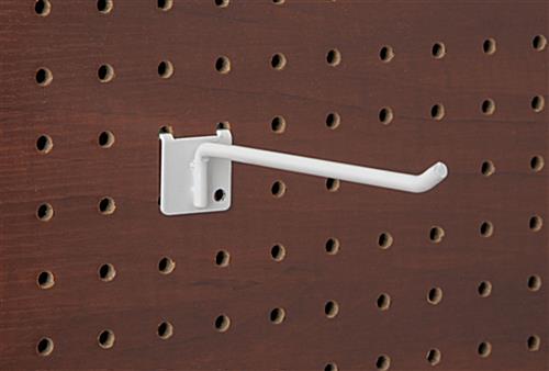 6 inch white peg board hook has a smooth sleek look
