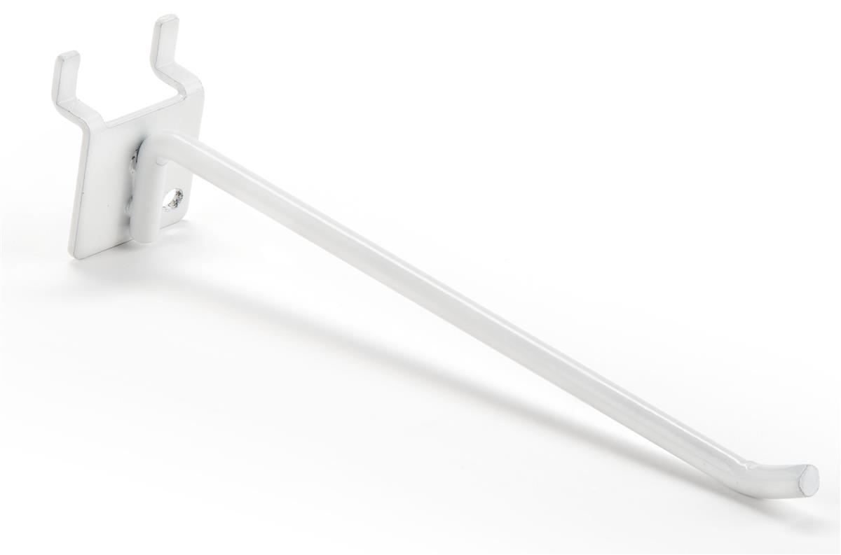 6" White Peg Board Hook White Powder Coated