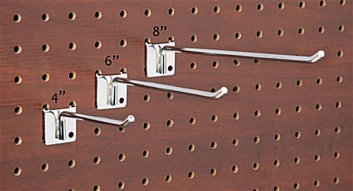 4 inch retail peg hooks feature powder coated finish and are available in multiple sizes