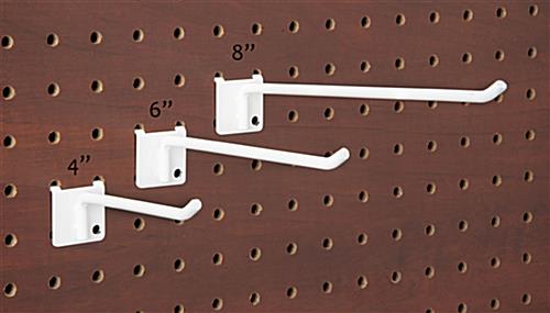 6 inch white peg board hook is ideal for 1 quarter inch wooden boards