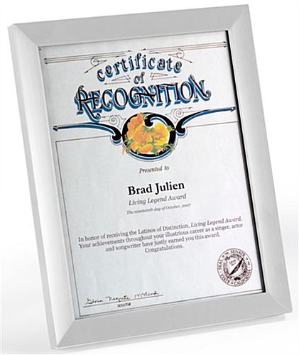 Silver Certificate Frames for 8.5" x 11" Documents