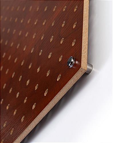 Pegboard wall panel with silver standoffs