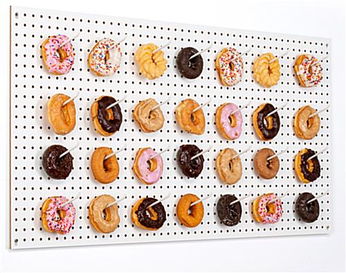 White pegboard panel for donut wall with mounting hardware