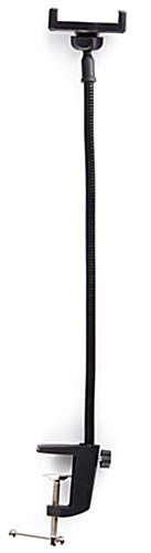 Universal gooseneck phone stand with stainless steel and aluminum build