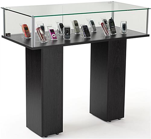 Glass Pedestal Showcase With Tempered Glass Case And Black Veneer MDF Base-Assembly Required