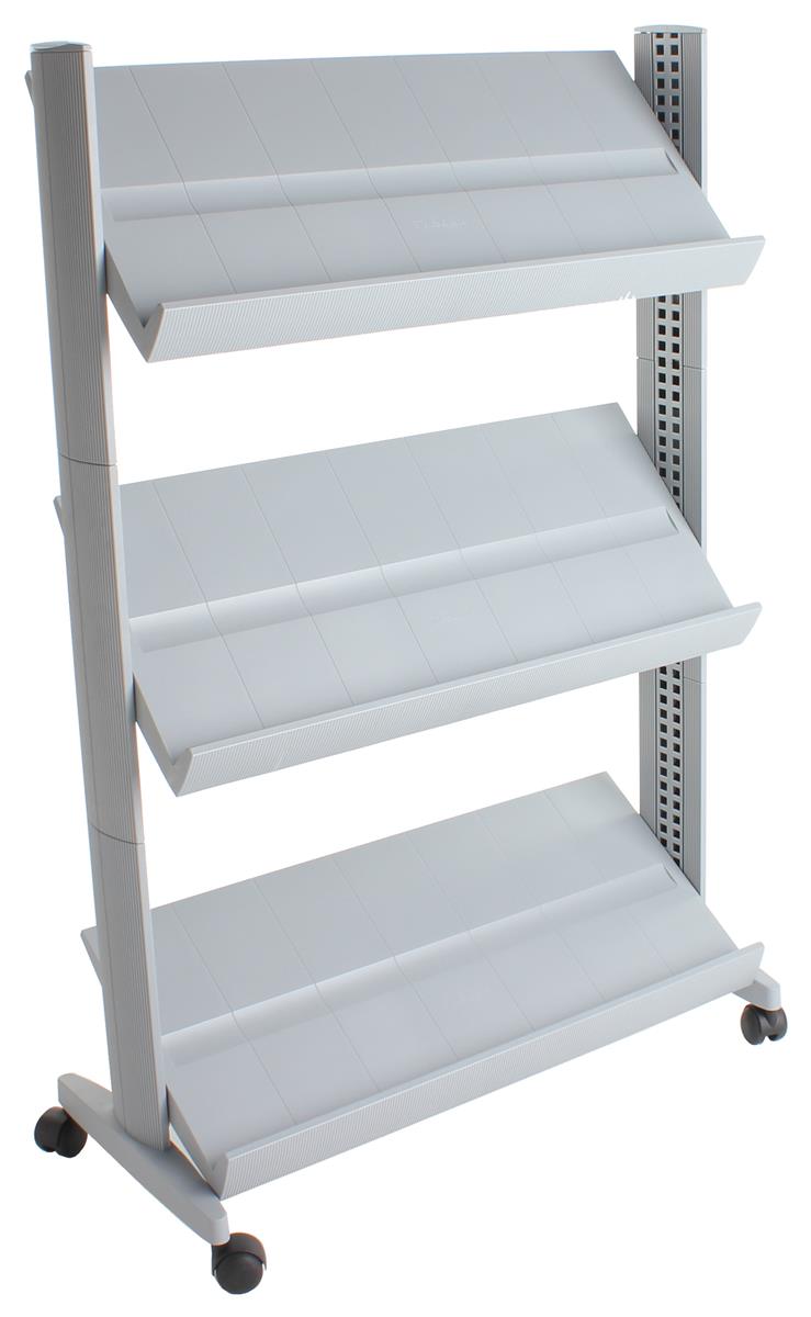 These Mobile Literature Racks with Adjustable Shelving are Practical