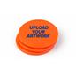 Set of three orange disc mini prize drop custom game pucks