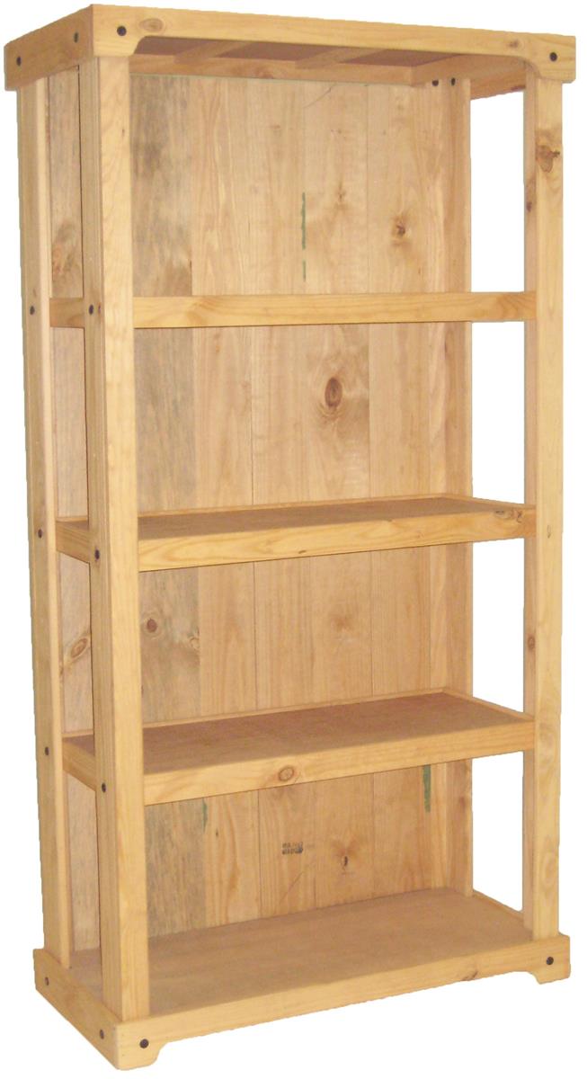 Wood Shelving Stand Closed Back Design, Solid Pine 3 Shelf Bookcase