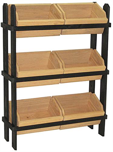Tiered Crate Display with Black Solid Pine Frame