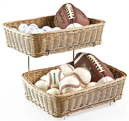 tiered wicker baskets