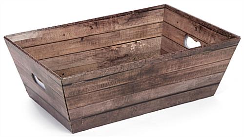 Custom Cardboard Dump Bin Rustic with 8" Faux Wood Grain Basket