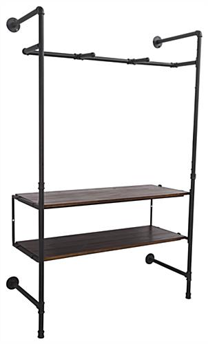Pipe Outrigger Wall Unit 2 Dark Brown, Shelving Using Black Pipeline