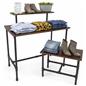 Set of Pipe Display Nesting Tables Showcasing Pants and Shirts