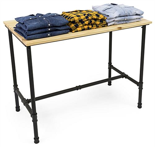 Large Pipe Retail Table with Black Powder Coated Legs