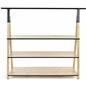 Wooden a frame clothing rack with base shelves and natural pine finish 