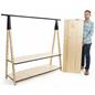 72 x 50 wooden a frame clothing rack with base shelves