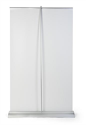 Back side of the 47"W silver wide base premium banner stand