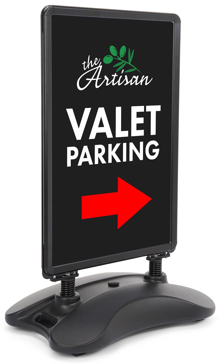 Double-Sided Sidewalk Sign | Black Plastic With Water-Fill Base