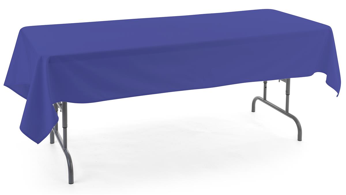 Royal blue rectangle tablecloths with stitched hem