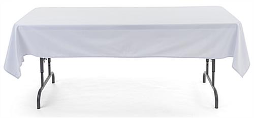 White polyester rectangle tablecloths with shorter length