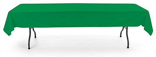 Kelly green rectangle tablecloths with hemmed edge