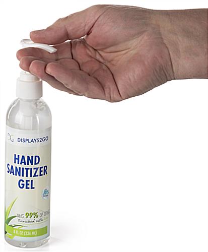 Hand sanitizer gel with easy to apply pump top