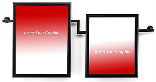 Floating snap open poster frame allows you to insert graphics