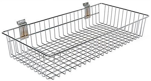 Slatwall basket with overall weight of 1.8 pounds