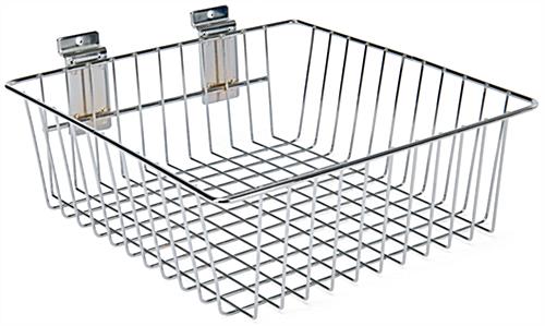 Slatwall basket with wired metal material 