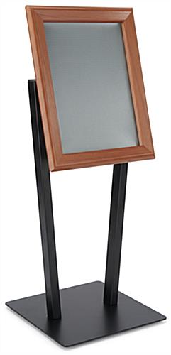 Countertop adjustable snap frame in with faux wood finish and black base