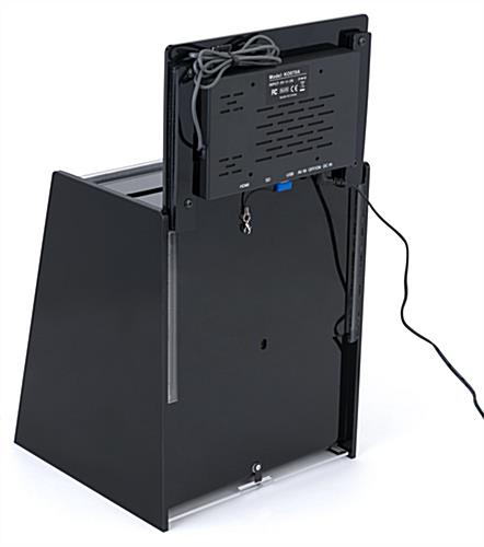 Ballot suggestion box with video screen and easy-access ports