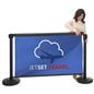 Retractable banner for stanchion with easy assembly