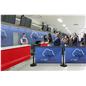 Double-sided retractable stanchion barrier for crowd control