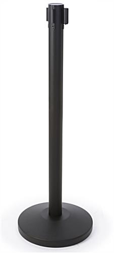 Pink barrier retractable belt stanchion with 2-color printing and black steel post