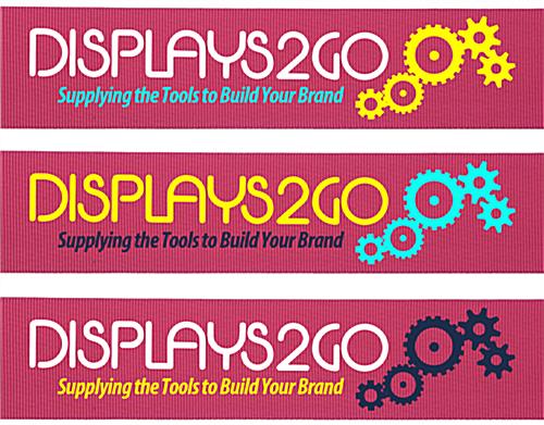 Custom graphics on black post with 3-color printed pink belt stanchion