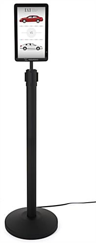 Floor standing digital sign stanchion with a 13.3 inch LCD screen 