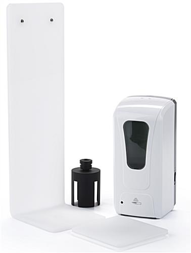 Hand sanitizer stanchion topper with overall height of 22 inches