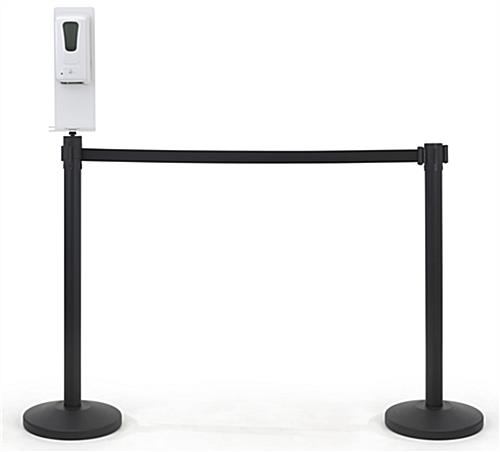 Hand sanitizer stanchion topper with 6 inch width