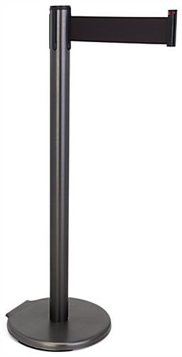 These retractable belt stanchions have a graphite metallic finish 