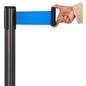 These retractable belt stanchions have a 3 inch blue belt