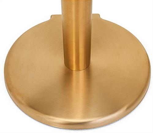 These retractable belt stanchions have a 13.7 circle base