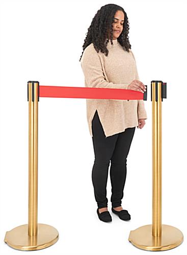 These retractable belt stanchions are made of high quality stainless steel and iron