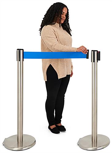 These retractable belt stanchions can be configured many ways
