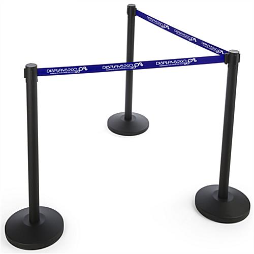 6.5' Long Blue Custom Stanchion Belt with 1 Color Printing