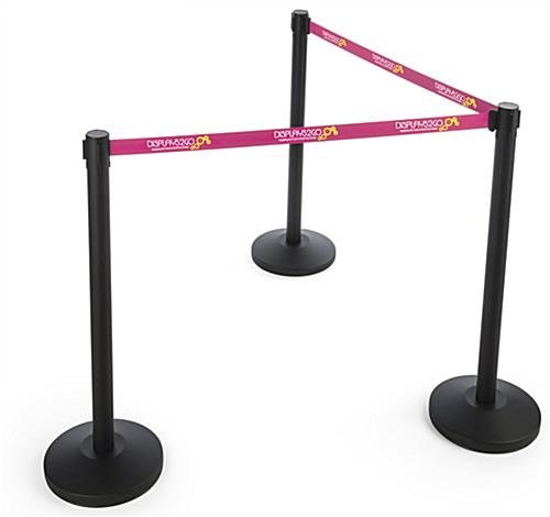Pink stanchion belt with 2-color logo printing for effective crowd control