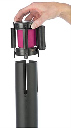 Pink stanchion belt with custom printing replacement cassette
