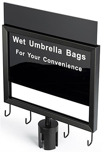 2-stanchion umbrella bag set with blue belt includes pre-printed sign with hooks