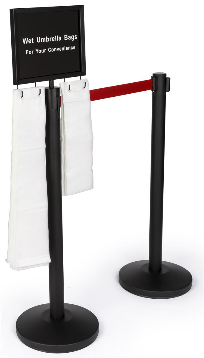2Stanchion Umbrella Bag Holder with Red Belt Complete Set