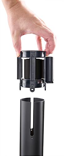 Retractable barrier stanchion stands 36 inches tall